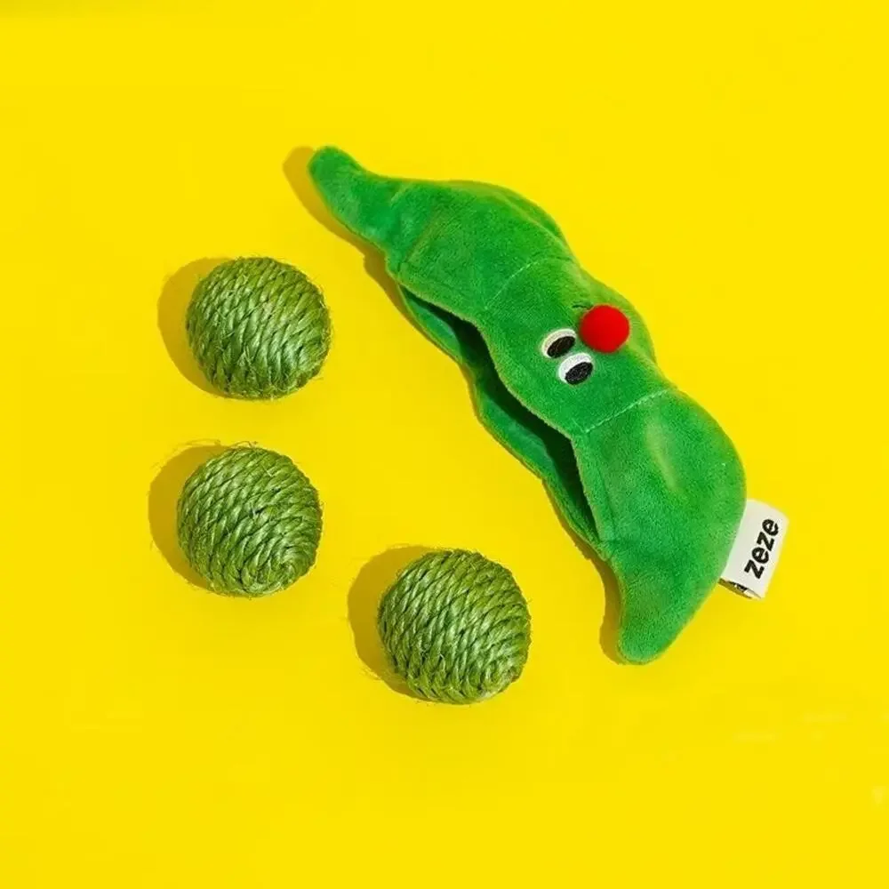 Pea Pod Sisal Interactive Cat Chew Toy for Claw Grinding